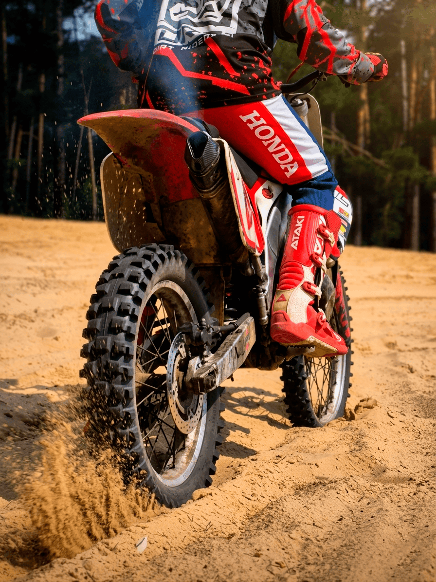 Заднее колесо Honda CR250R в песке