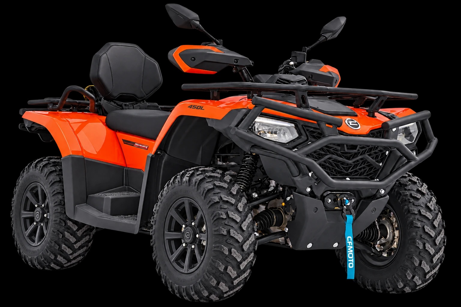 Оранжево-чёрный двухместный квадроцикл CFMoto CForce 450L